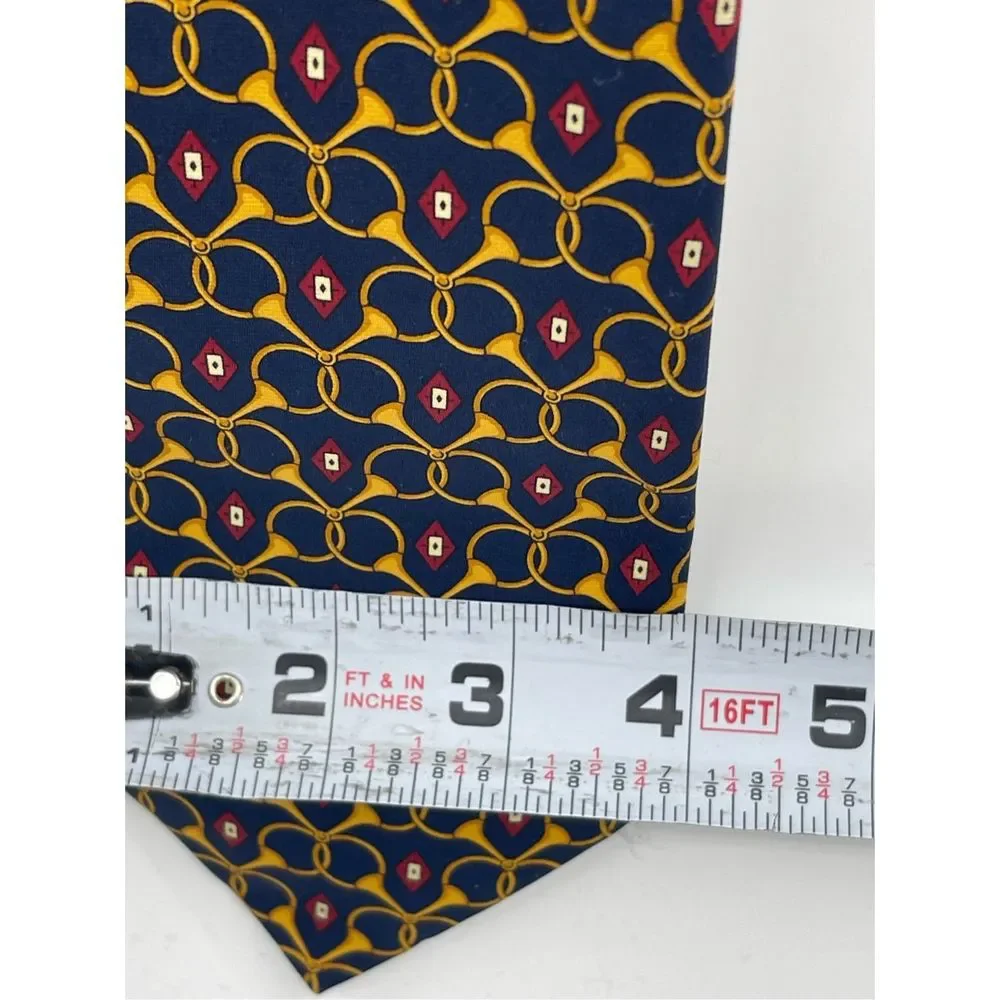 Paolo‎ Gucci Tie Silk Men Blue Gold Horns